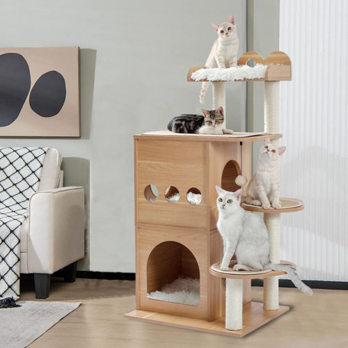 Schnappi 47" Wooden Luxury Cat Tree & Reviews Wayfair Canada